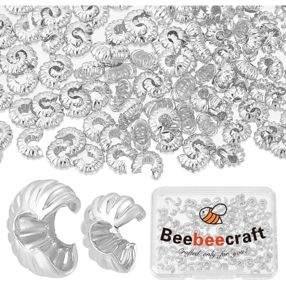 1 Box 160Pcs Gold Crimp Bead Covers 925 Sterling Silver Plated 2 Size Half Round Open Crimp Beads End Tip for DIY Jewellery Makings Golden