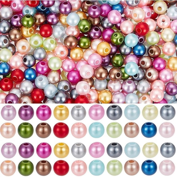 1 Box 160g 1400pcs+ 20 Colors 6mm Plastic Colorful Beads Round Imitation Pearl Beads with Hole Luster Loose Spacer Beads for Jewelry Making Beads DIY Women Craft Decoration Vase Fillers
