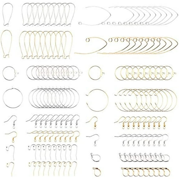 1 Box 160pcs ney Ear Wires Lever Back Beading Hoop Earring Findings Fish French Earring Hook Earwire for DIY Dangle Earrings Jewelry Making,Mixed Color