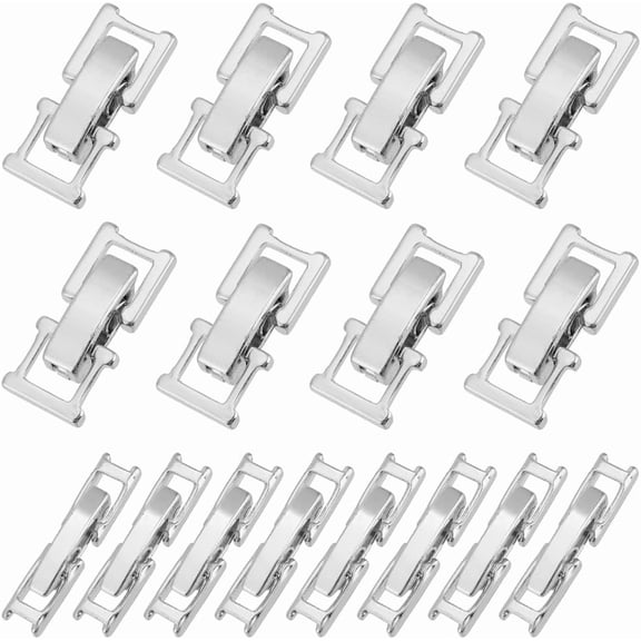 1 Box 16Pcs 15mm Silver Folding Clasp Fold Over Clasp Bulk White Brass Foldover Buckle Metal Fold Clasps Links Extender Clasp