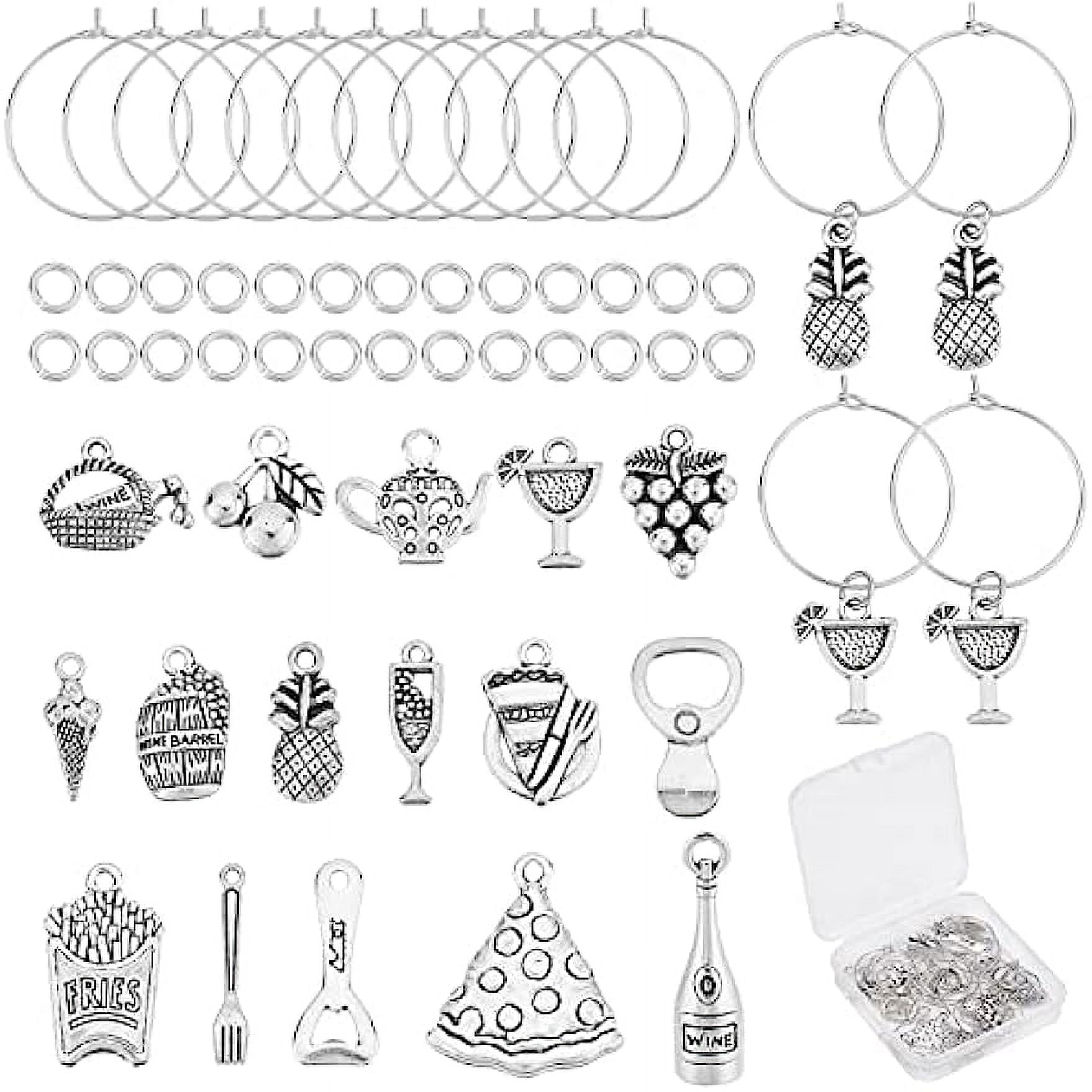 1 Box 16Pcs 16 Styles Wine Glass Charm Rings Bulk Food Wine Charms