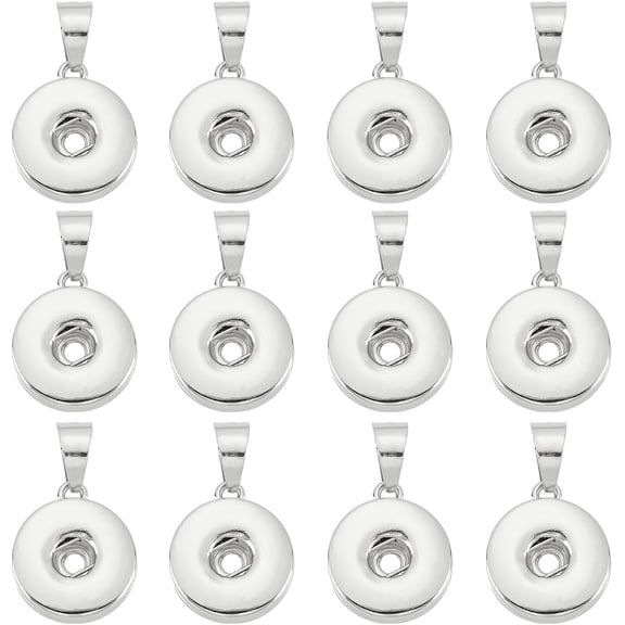 1 Box 16Pcs 19mm Snap Button Jewelry Charms Snap Pendant Charm Alloy Silver Interchangeable Hang Blank Pendants Findings Accessories for Jewelry Making Necklaces Bracelets Earrings DIY Crafts