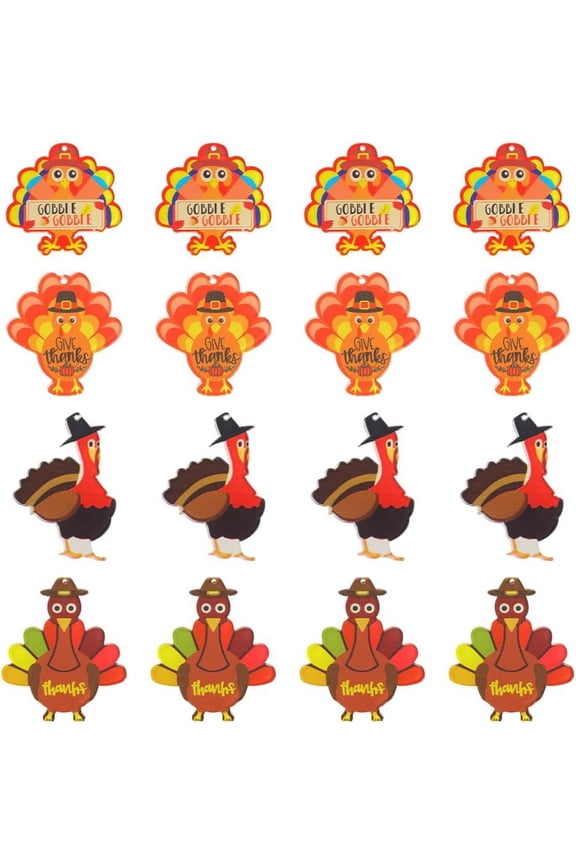 1 Box 16Pcs 4 Styles Thanksgiving Turkey Charms Fall Pumpkin Charm Bulk Pumpkin Chicken Holiday Food Harvest Cartoon Acrylic Charm