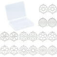 thumbnail image 1 of 1 Box 16Pcs 8 Styles Chandelier Connector Charms Hollow Flower Component Links Stainless Steel Filigree Flat Round Loops Charms for Jewelry Making Charms Earrings Findings Silver, 1 of 5