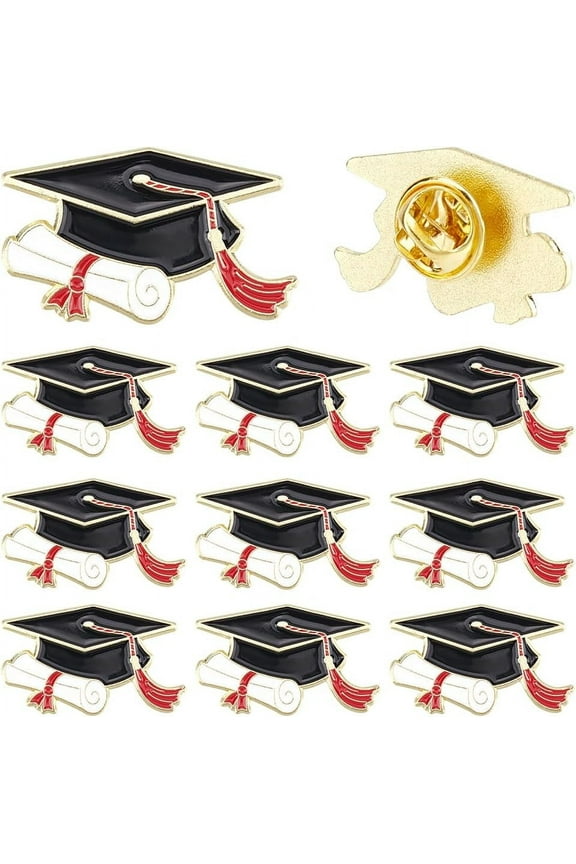1 Box 16Pcs Graduation Pin School Brooch Pins Alloy Enamel Graduation Class Badge Doctoral Hat Pins Black Caps Lapel Pin for Graduating Teacher's Day Students Graduation Season DIY Crafts