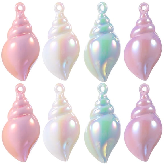 1 Box 16pcs 4 Styles Conch Shell Charms Bulk Seashell Charms Whelk Sea Shells Acrylic Plastic Glitter Ocean Spiral Charm