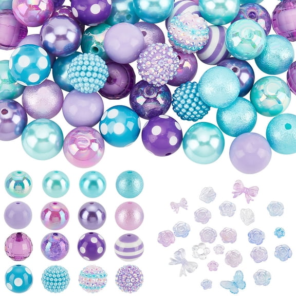 1 Box 18 Style Mixed Style Acrylic Beads Jewelry Sets Round Mixed Color 20mm DIY