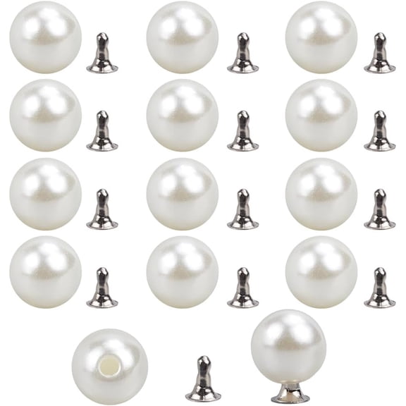 1 Box 180 Sets 8mm Decorative Pearl Buttons No-sew Pearl Brooch Buttons Reusable Adjustable Plastic Artificial Pearl Fixed Brooches DIY Sweater Buttons for Clothes Dress Shirt Cardigan Shawl