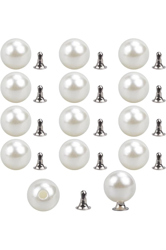 1 Box 180 Sets 8mm Decorative Pearl Buttons No-sew Pearl Brooch Buttons Reusable Adjustable Plastic Artificial Pearl Fixed Brooches DIY Sweater Buttons for Clothes Dress Shirt Cardigan Shawl