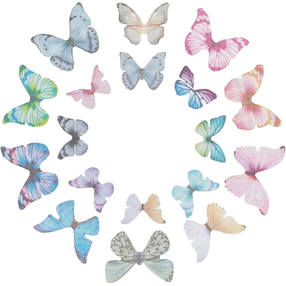 1 Box 180Pcs 18 Style Fabric Butterfly Wing Charms Organza Butterflies Insect Wings Earring Necklace Supplies Hair Clip Decoration Mixed Color