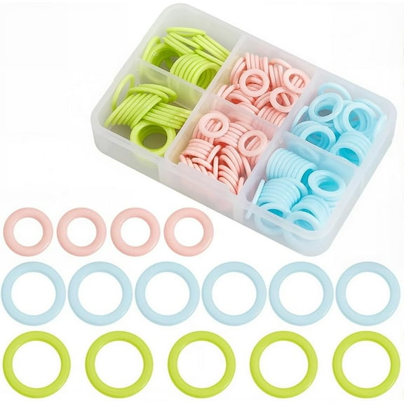 1 Box 180Pcs 3 Sizes Stitch Marker Rings Plastic Knitting Markers Random Mixed Colorful Crocheting Round Needle Clip Locking O Rings for Sewing Clothing DIY Crafting Project Tool Supplies Colorful