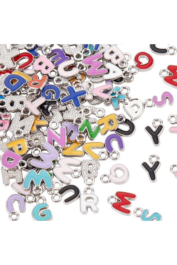 1 Box 180Pcs Alphabet Charms Bulk Letters Charm A to Z Metal Alloy Enamel Colorful Cute Capital Initial 26 Letter Charm