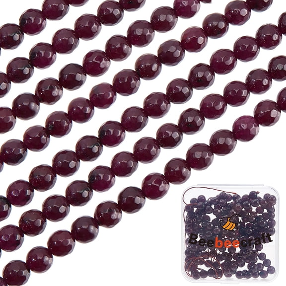 1 Box 180Pcs Natural Flower Amazonite Bead Strands 6mm Faceted Round Purple Jade Gemstone Spacer Loose Beads for Jewellery Crafts MakingDIY