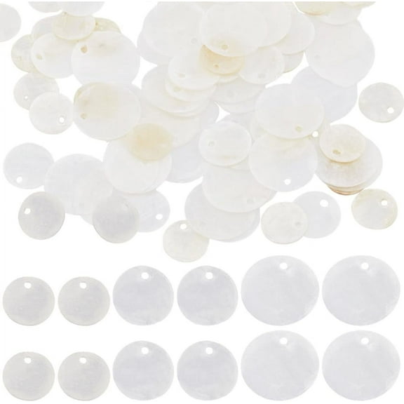 1 Box 180Pcs Round Capiz Shell Charms Bulk Shell Pendants Mussel Beads Flat Round Natural White Coin Mother of Pearl Seashell Charms for Jewelry Making Charm Earrings Home Decor DIY Crafts
