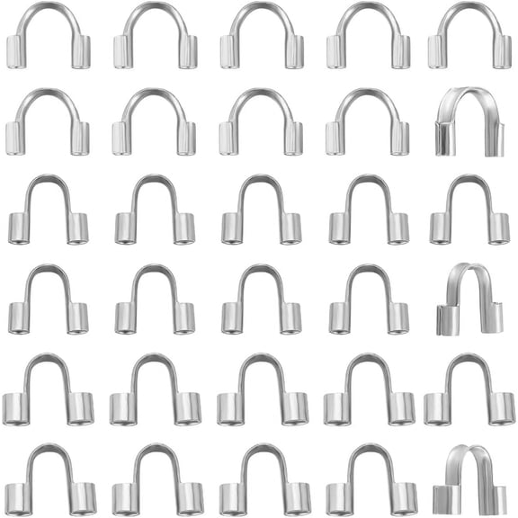 1 Box 180Pcs Wire Guardian 3 Sizes Stainless Steel U Shape Wire Guard Loops Thread Protector 0.8/1/1.5mm Hole for Jewelry Making Earring Bracelet Necklaces Silver
