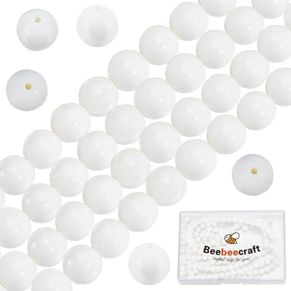 1 Box 186Pcs 3 Strand Round Beads Natural Shell White Ball Loose Pearl Gemstone Spacer Beads for Making Bracelets Necklace Hole1mm