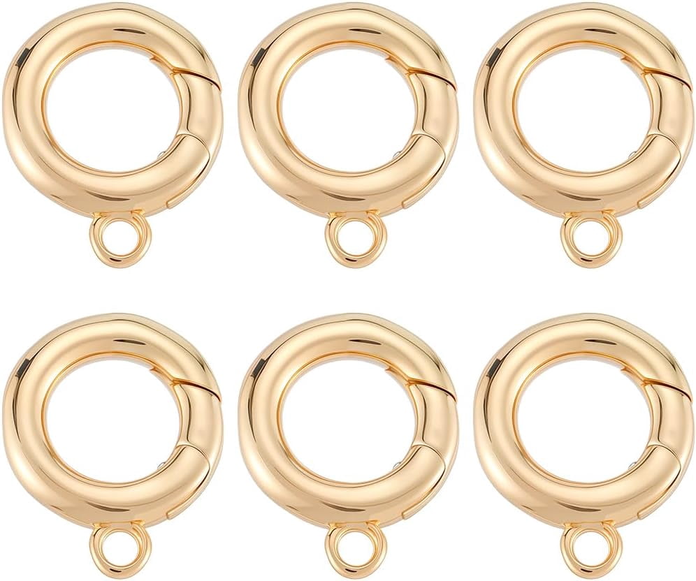 Small Round Rings 1 Box 18K Real Gold Plated O Ring Spring Clasp Small Round Carabiner ...