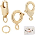 thumbnail image 1 of 1 Box 18Pcs 3 Style Jewelry Lobster Clasp 18K Gold Plated Spring Ring Claw Necklace Clasp Replacement with 20Pcs 5mm Open Jump Ring for DIY Craft Jewellery Chains Making Claps Real 18K Gold Plated, 1 of 5