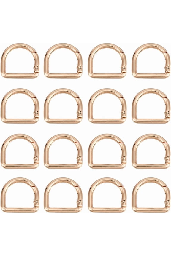 1 Box 18Pcs D Ring Buckle Clip Gold Spring Carabiner Metal Alloy U Shaped Closures Connector Fastener Clamp Clasps Snap Hooks Gate Keyring Buckle