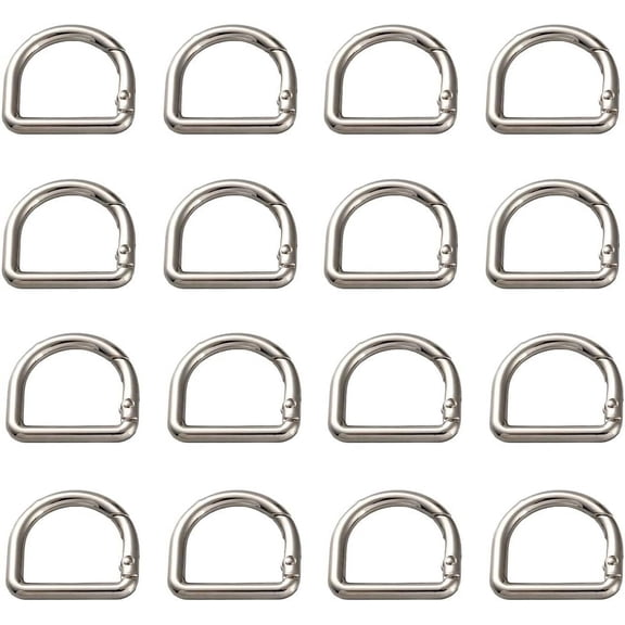 1 Box 18Pcs D Ring Clips Metal Spring Carabiner Key Ring Silver Alloy U Shaped Closures Connector Fastener Clamp Clasps Snap Hooks Gate Keyring Buckle for Key Bag Purse Handbag DIY Crafts Silver DIY
