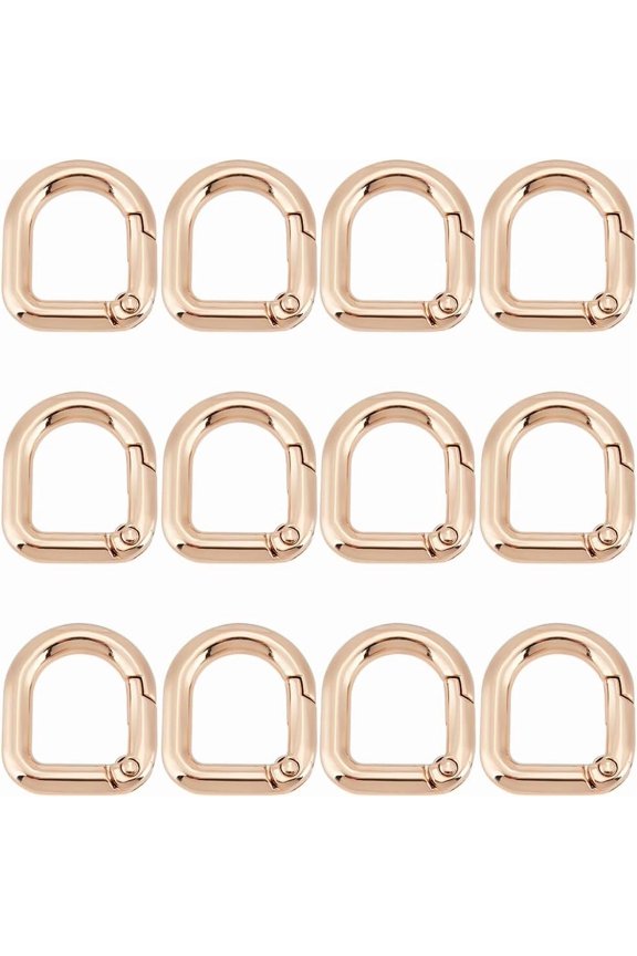 1 Box 18Pcs D Shaped Spring Buckle Metal Key Carabiner Clip Gold Alloy Spring Keyring Trigger Snap Hook Clips for Jewelry Supplies Purse Strap Bags Belt Keys Crafts Hardware Accessories Gold DIY