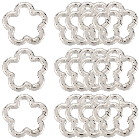 1 Box 18Pcs Spring Gate Ring Silver Carabiner Clip Bulk Flower Snap Hoop Trigger Buckle Alloy Clamp Metal Links Carabiner