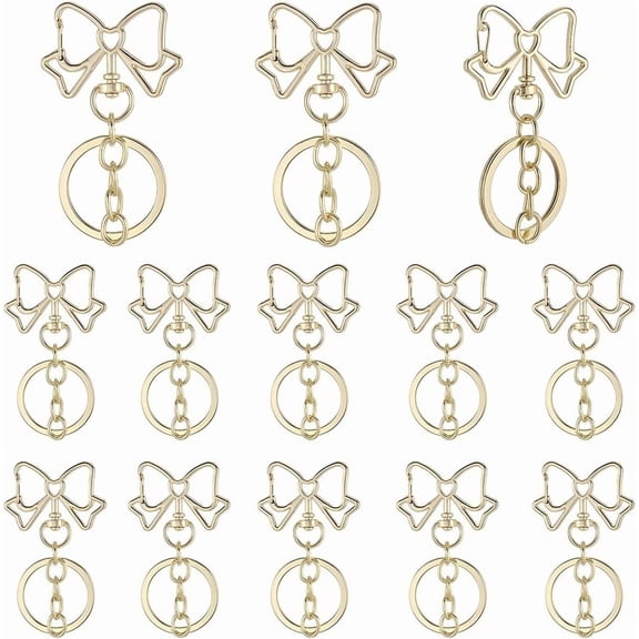 1 Box 18Pcs Swivel Clasp Keychain Keyring Bulk Gold Metal Cute Conquette Dangle Bowknot Spring Snap Hook Trigger Chain for Purse Party Wedding Favor DIY Handbags Door Key Supplies Women Metal Golden