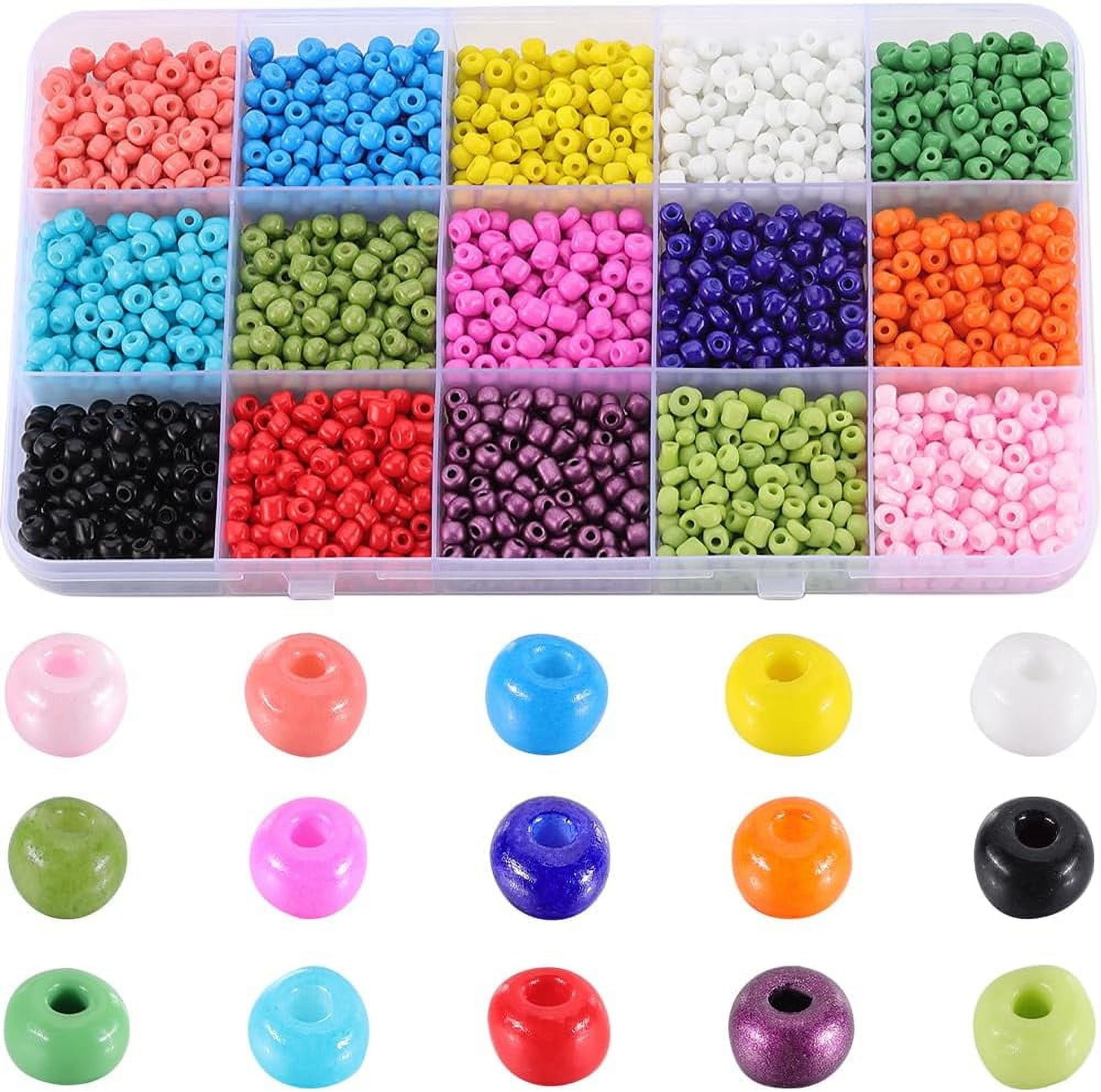 1 Box 195G 6/0 Seed Beads 4mm Friendship Bracelet Seed Beads Kit Beading Craft Beads Glass Seed Bead Small Glass Spacer Loose Beads for Jewelry Making DIY Earrings Bracelets Necklace DIY