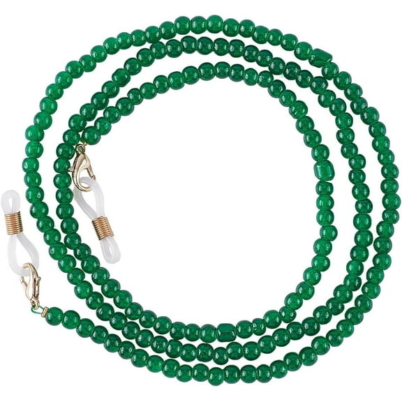 1 Box 1Pc 29 Inch Glasses Chain Beaded Eyeglasses Holders Around Neck Strap Necklace Lanyard Multifunction Stylish Green Beads Eyewear Retainer Chain for Women Sunglasses Reading Glasses DIY