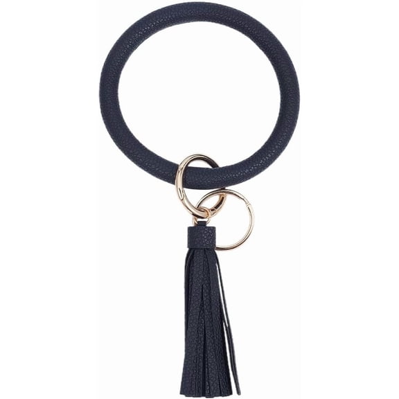 1 Box 1pc Wristlet Keychain Holder Wrist Bracelet Keychain Imitation Leather Black Western Oversized Wristlet Bangle Straps Key Rings Chains Holder With Tassle For Men Adults Keys Chains