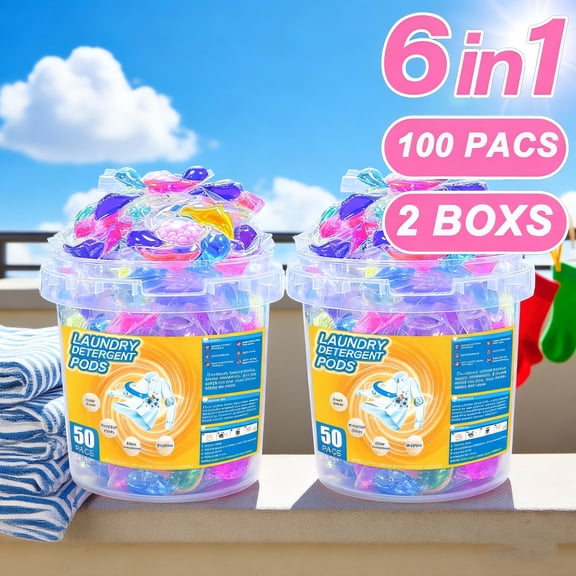 1 Box/ 2 Boxes Laundry Beads, Laundry Balls, Laundry Detergent Dispenser, Laundry Beads, Laundry Detergent, 6-in-1 Laundry Beads, Cleaning and Refreshing Beads, Essential Cleaning Tools, Long-lasting