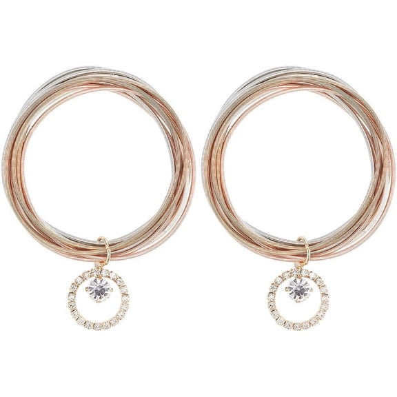 1 Box 2 Sets 1-7/8 inch Guitar String Bracelets Multi-Color Spring Bracelets Minimalist Guitar String Coil Bracelets with Rhinestone Ring Charms for Stackable Wearing Mixed Color
