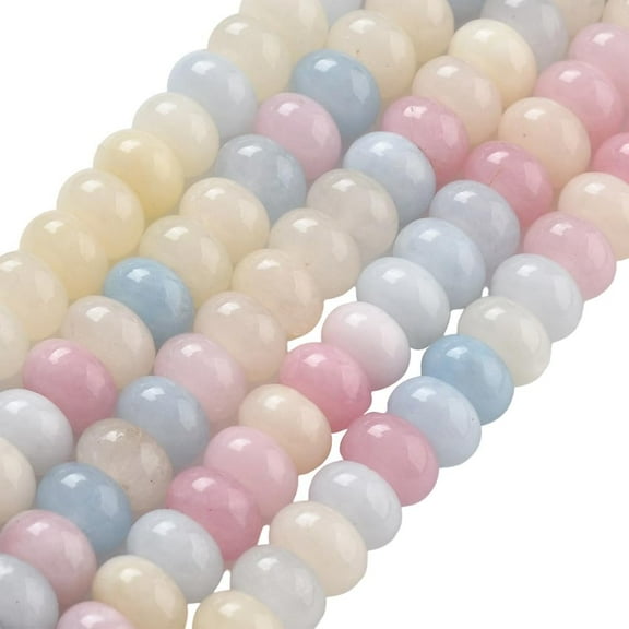 1 Box 2 Strands 148PCS 8MM Mixed Color Natural White Jade Rondelle Beads with Holes Colorful Gemstone Crystal Stone Abacus Disk Smooth Spacer Bead