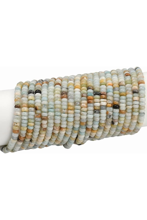 1 Box 2 Strands 336PCS 4MM Natural Amazonite Rondelle Beads with Holes Gemstone Stone Abacus Disk Spacer Charms Loose Bead