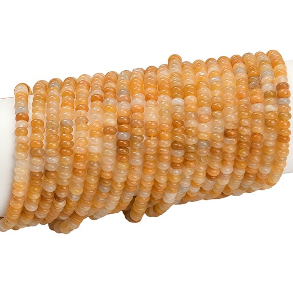 1 Box 2 Strands 336PCS 4MM Yellow Topaz Natural Jade Rondelle Beads with Holes Gemstone Stone Abacus Disk Smooth Spacer Charms Bead for Jewelry