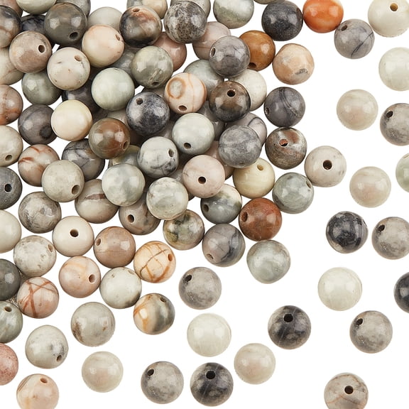1 Box 2 Strands Round Natural Polychrome Jasper/Picasso Stone/Picasso Jasper Beads Strands 6.5mm Hole: 1.2mm about 58pcs/strand 14.88''