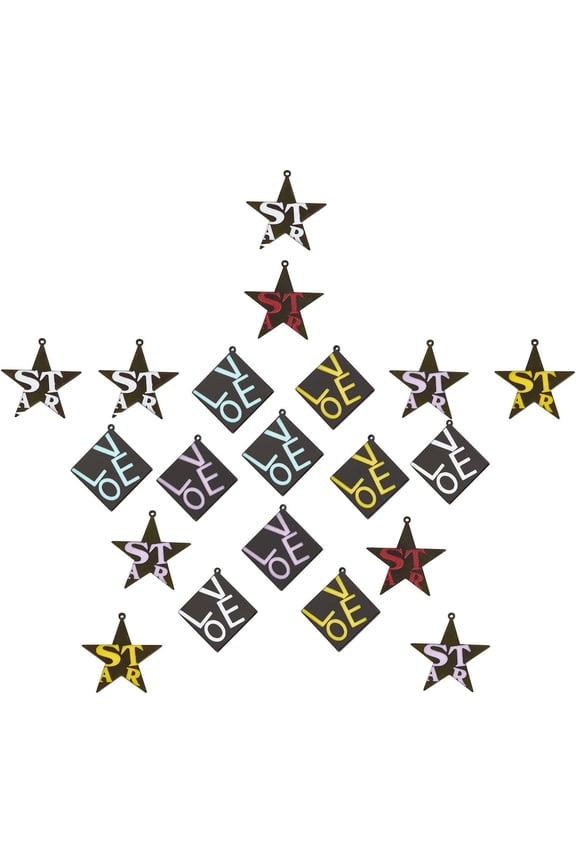1 Box 2 Styles 20Pcs Spray Painted Resin Charms Resin Star with Word Charms Cellulose Acetate Rhombus Pendants for Women Adults DIY Earring Necklace Bracelet Making Multi-color