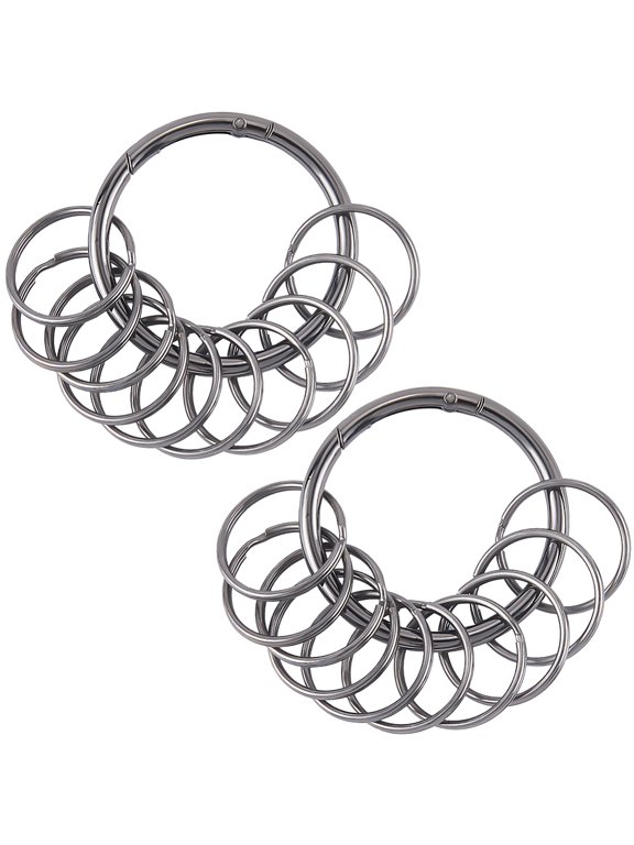 1 Box 2 Styles 22Pcs Spring O Rings Black Split Key Rings Large 60MM Alloy Iron Metal Bulk Smooth Round Flat Trigger Snap Hook Clips DIY