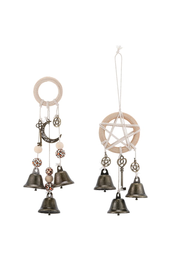 1 Box 2 Styles Witches Wind Chimes Door Knob Charms Boho Vintage Hanging Magic Metal Star Moon Keys Hanger Bells