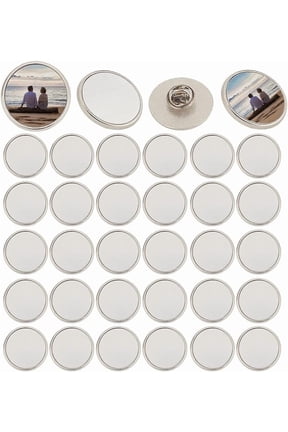 1 Box 20 Sets Sublimation Pins Bulk Blank Button Badge Sublimation Heat Transfer Sliver Round Blank Brooch Badge with Pin Backs for DIY Craft Jewelry Making Picture School Name Tags Projects