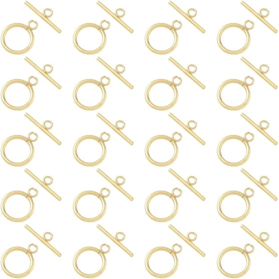 1 Box 20 Sets Toggle Clasps Jewelry Making 18K Gold Plated 304 Stainless Steel T bar Clasps Necklace Toggle Clasp