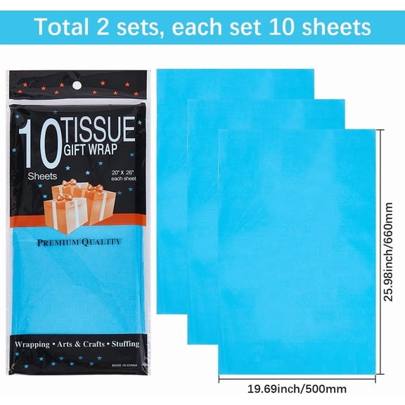1 Box 20 Sheets 19"x25" Large Tissue Paper Sheets Sea Blue Tissue Paper Large Bulk Soft Translucent Lightweight Thin Single Color Packaging for Crafts Wrapping Festival Gifts Bags Decoration