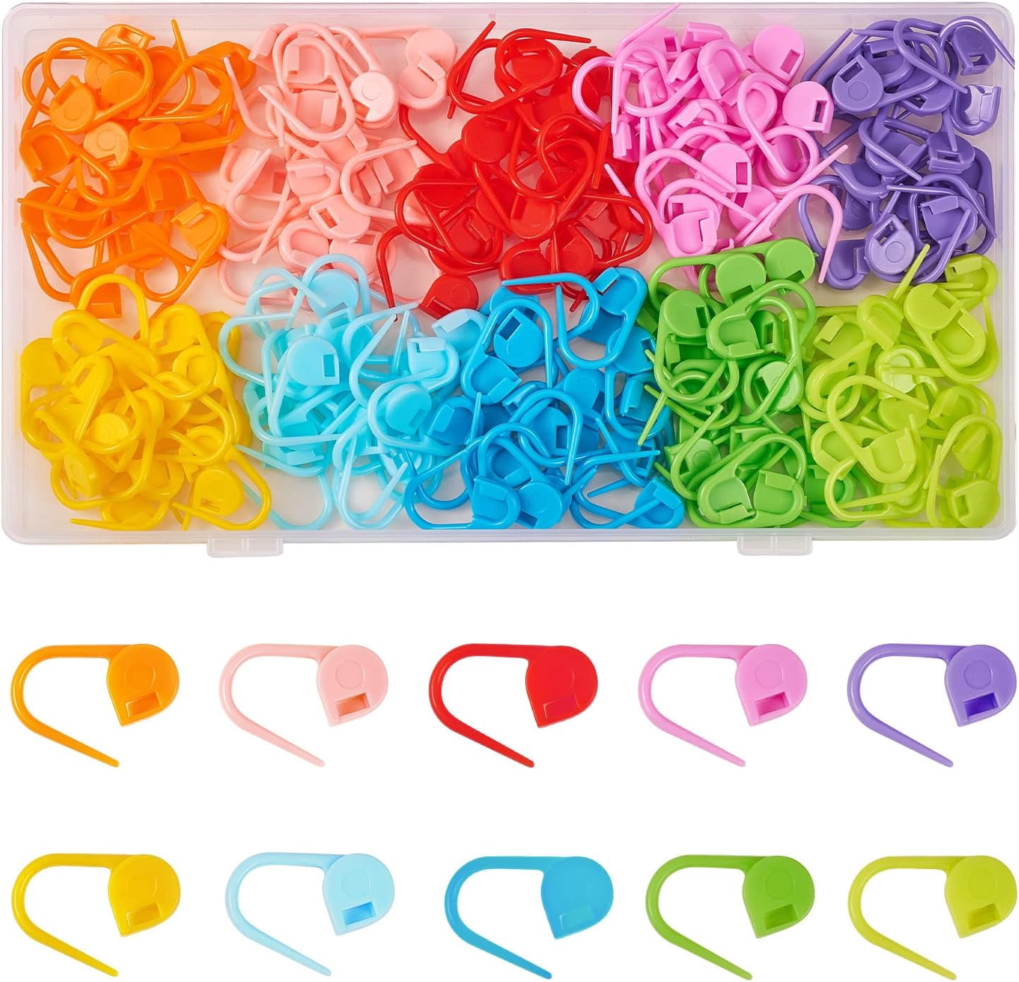 Pattern Marker Clips 1 Box 200 Pcs Plastic Knitting Stitch Markers Crochet Locking Markers ...