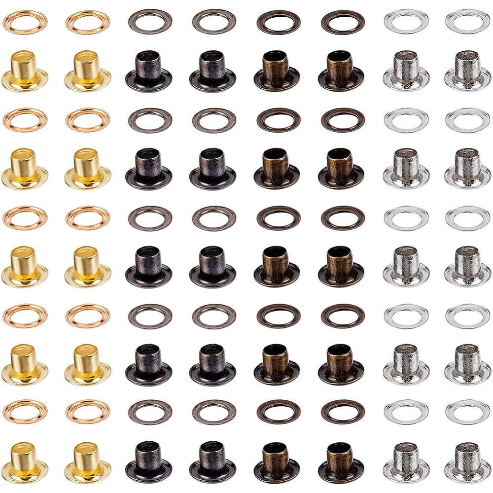1 Box 200 Sets 4 Colors Grommets Kit Metal Eyelets 4.5mm 0.18 Inch Hole ...