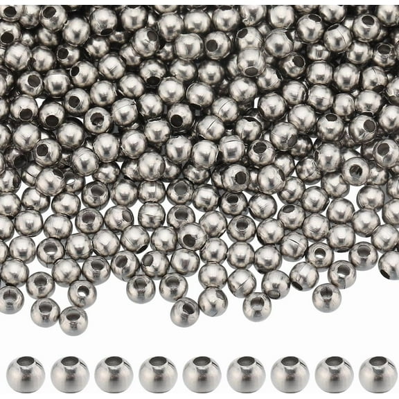 1 Box 2000Pcs Tiny Spacer Beads 3mm Stainless Steel Beads Bulk Mini Round Ball Bead Spacers Seamed Rondelle Crimp Bead Loose Spacer Beads for Jewelry Making Beading Kits DIY Craft Supplies DIY