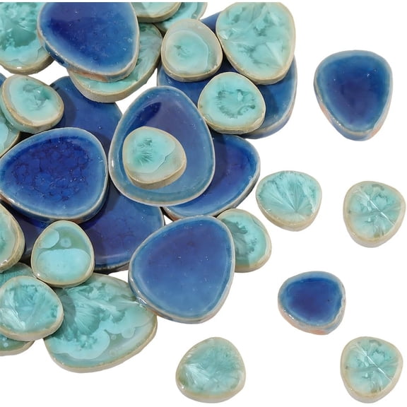 1 Box 200G 2 Colors Irregular Ceramic Mosaic Tiles Broken Ceramic Tile Bulk Blue Green Frost Random Shape Tiles Pieces