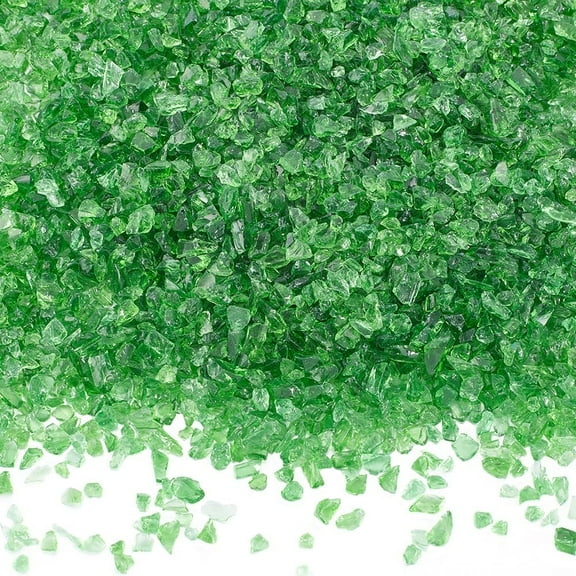 1 Box 200G Green Glass Chips Crushed Glass Glitter Irregular Transparent AB Color Green Metallic Chunky Electroplating Broken Sprinkles