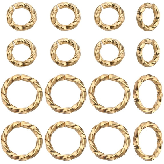 1 Box 200Pcs 18K Gold Plated Brass Twist Open Jump Rings Small Connectors with Plastic Container Jump Ring Round Bulk for Jewelry Making Craft Bracelet Necklace Earring Keychains DIY 6mm 8mm