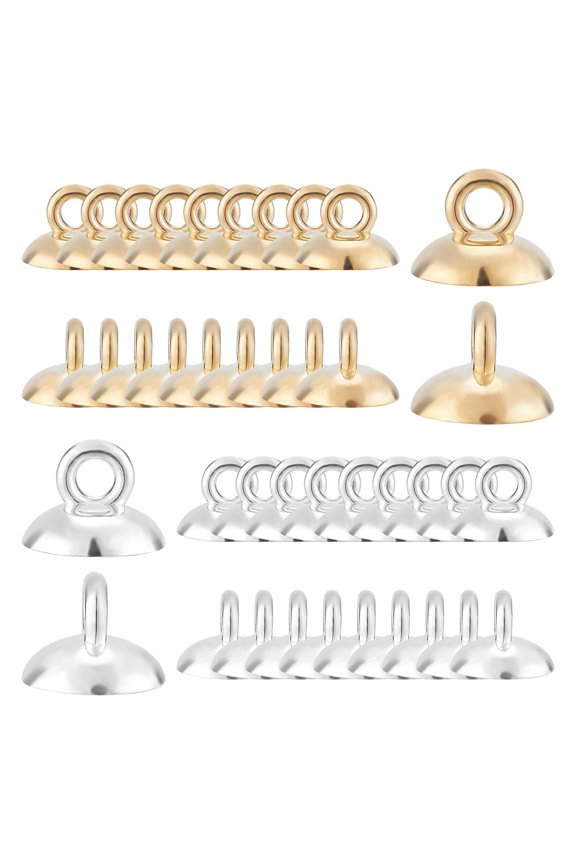 1 Box 200Pcs 2 Colors CCB Style Plastic Bead Cap Pendant Bails Mixed Color 7x10mm Hole: 2mm Inner Diameter: 9mm 100pcs/color