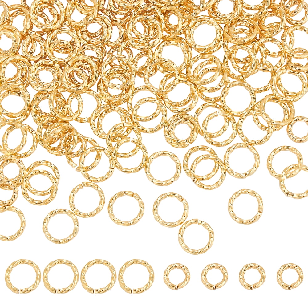 1 Box 200Pcs 2 Style Brass Open Jump Rings Long-Lasting Plated Twisted Round Real 18K Gold Plated 6~8x1mm Inner Diameter: 4~6mm 100pcs/style